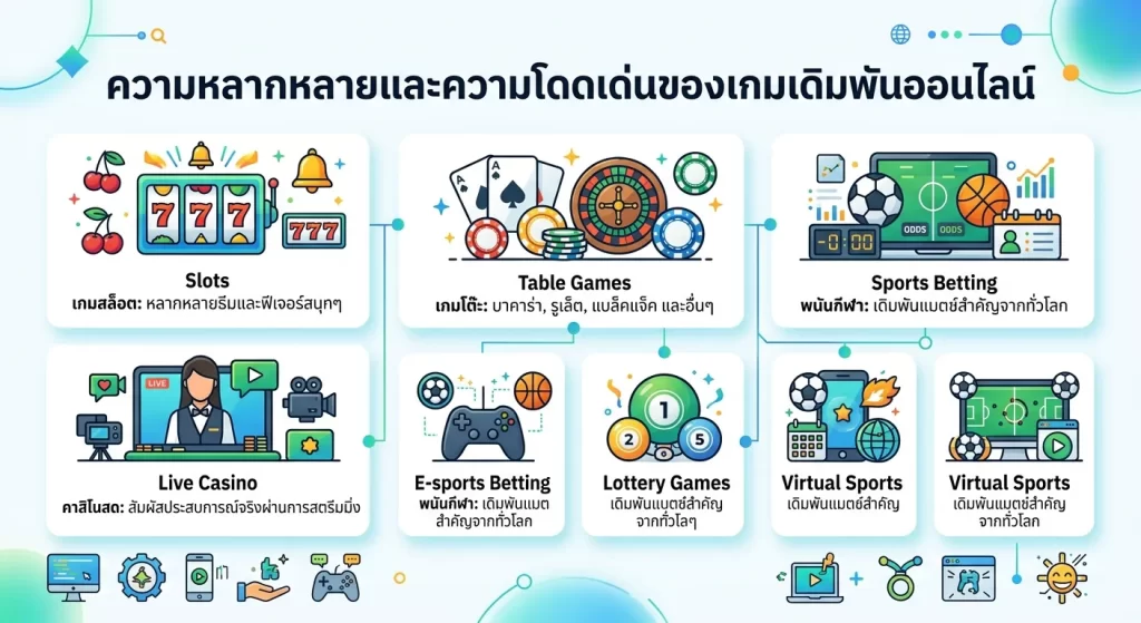 ความหลากหลายและความโดดเด่นของเกมเดิมพันออนไลน์